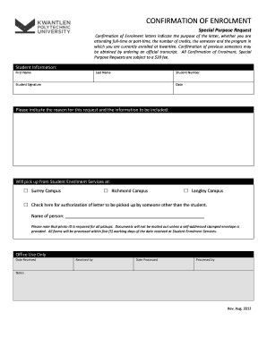 Confirmation of Enrolment Request Form