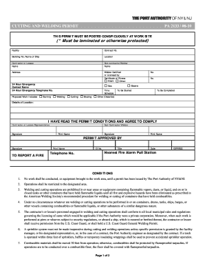 Cutting and Welding Permit PA 2133