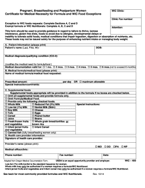 WIC Medical Necessity Certificate