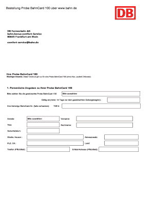 Bestellung Probe BahnCard 100