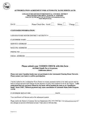 Authorization Agreement for Automatic Bank Debits (ACH)