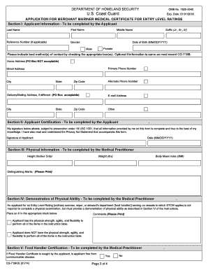 USCG Merchant Mariner Medical Certificate Application