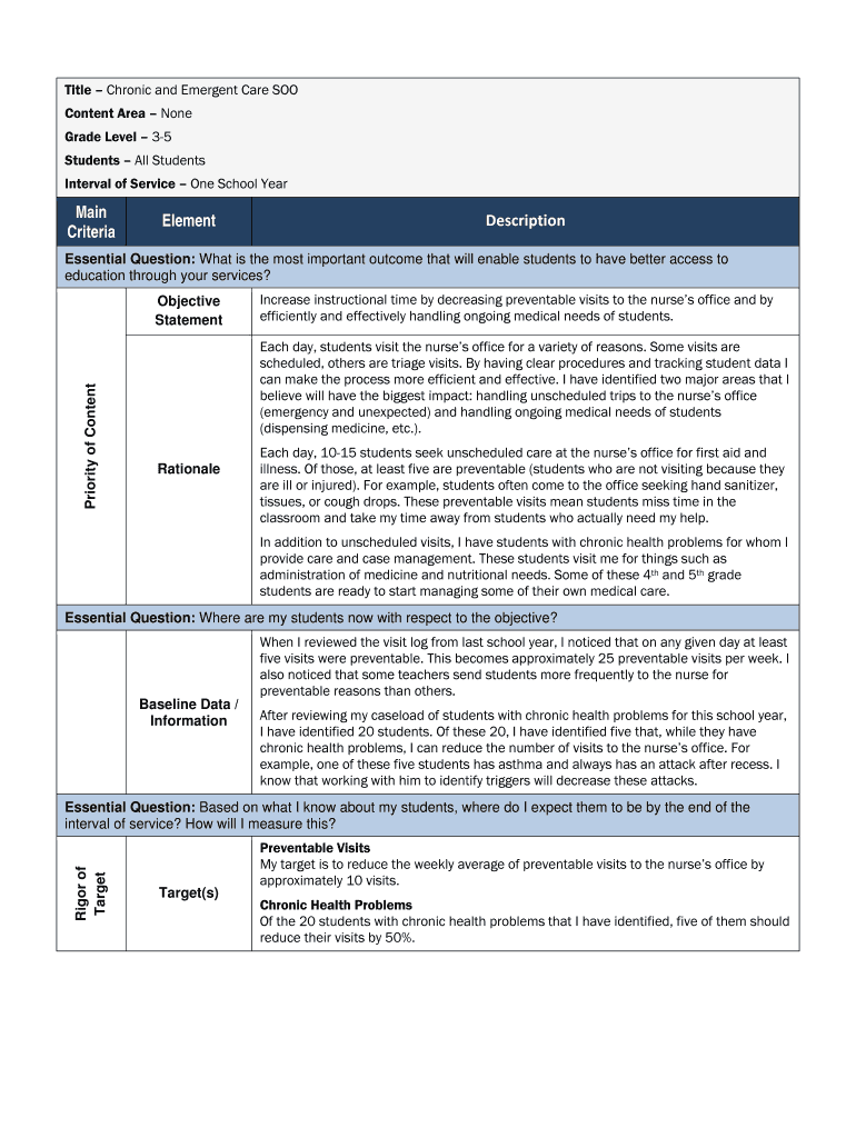 Fillable Online Title Chronic and Emergent Care SOO Fax Email Print ...