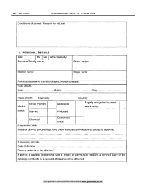 South Africa Visa Application Form