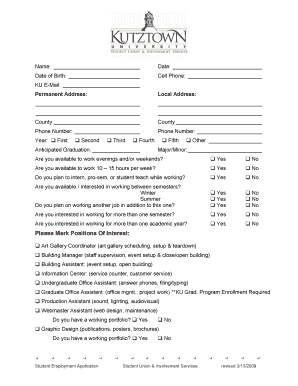 Student Employment Application