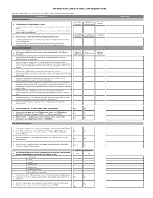Environmental Health and Safety Compliance Form