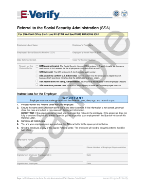 Referral to the Social Security Administration (SSA)