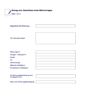Antrag zum Abschluss eines Mietvertrages