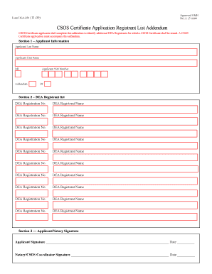 CSOS Certificate Application Registrant List Addendum