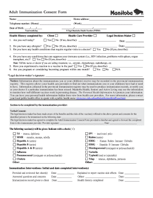 Adult Immunization Consent Form