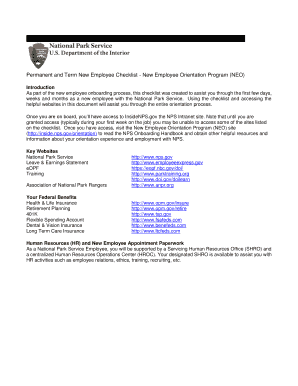 National Park Service New Employee Checklist
