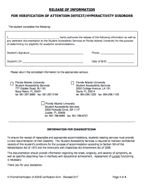 ADHD Verification Form