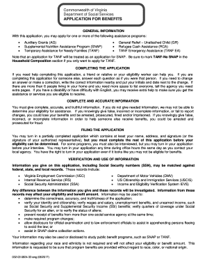 Virginia Application for Benefits