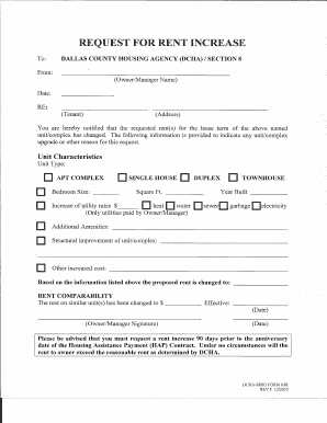 Request for Rent Increase
