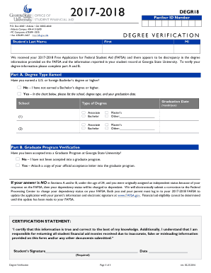 Georgia State University Degree Verification Form