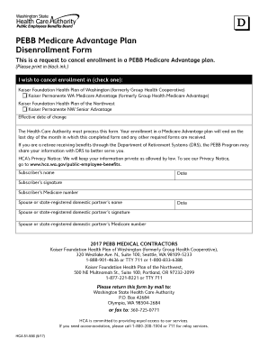 PEBB Medicare Advantage Plan Disenrollment Form