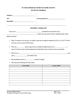 Georgia Poverty Affidavit Form