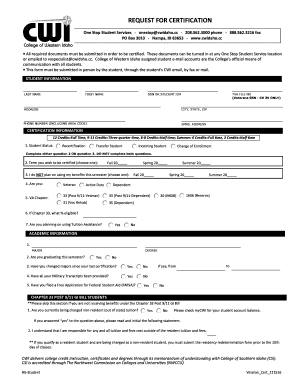 Veteran Education Benefits Certification Form