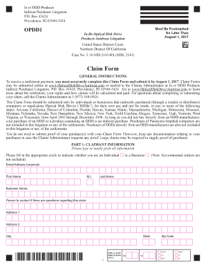 Optical Disk Drive Antitrust Claim Form