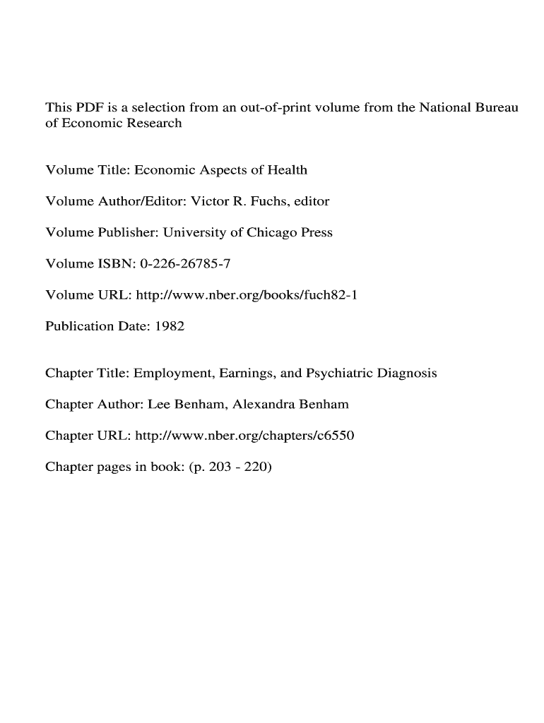 Fillable Online Employment, Earnings, and Psychiatric Diagnosis Fax
