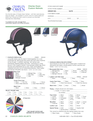 Charles Owen Custom Helmet Order Form