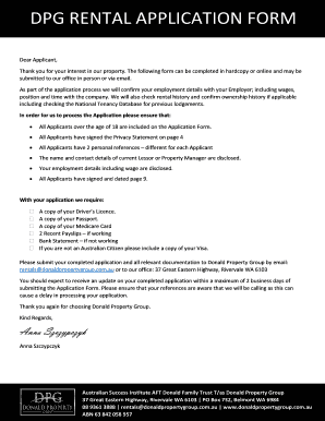 DPG Rental Application Form