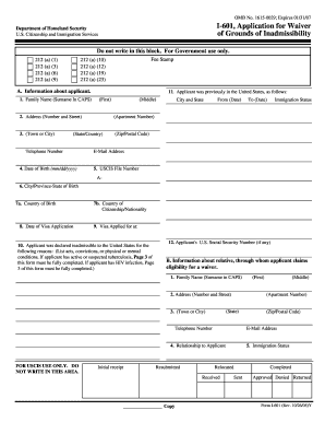 USCIS Form I-601 Application for Waiver