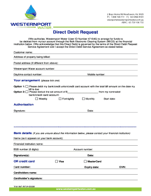 Westernport Water Direct Debit Request