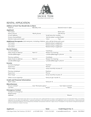 Rental Application Form