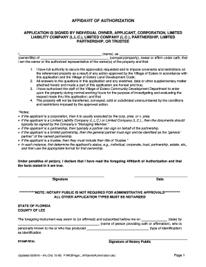 Affidavit of Authorization