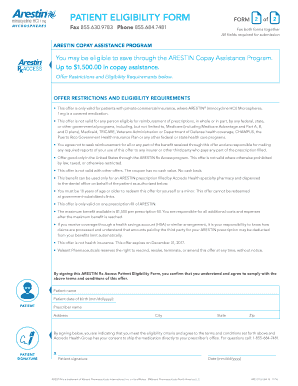 Arestin Copay Assistance Program Eligibility Form