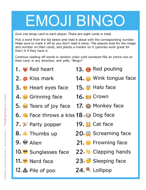Emoji Bingo Game Template