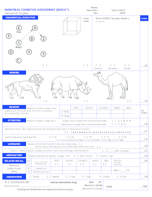 Montreal Cognitive Assessment Form