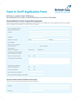 UK Feed-in Tariff Application Form