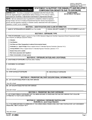VA Form 21-0964 Statement in Support of Claim for Disability Compensation