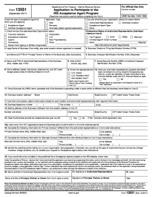 IRS Form 13551 Application to Participate in the Acceptance Agent Program