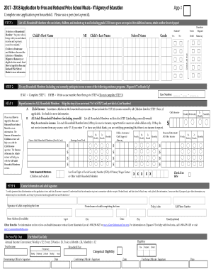 Vermont Free and Reduced Price School Meals Application
