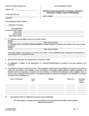 Affidavit for Collection of Personal Property