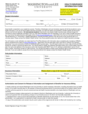 Student Health Insurance Information Form