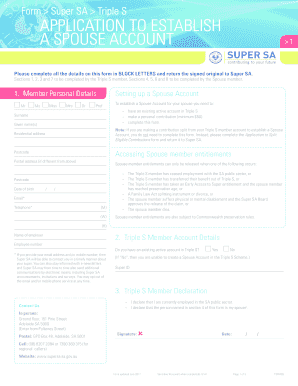 Super SA Spouse Account Application Form