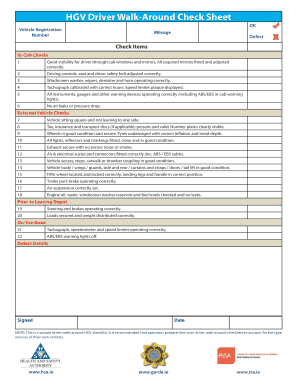 HGV Driver Walk-Around Check Sheet