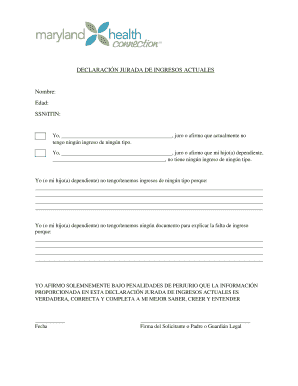 Declaration of Current Income