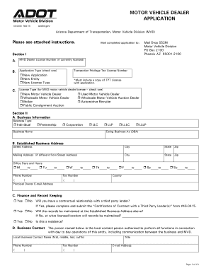 Arizona Motor Vehicle Dealer Application