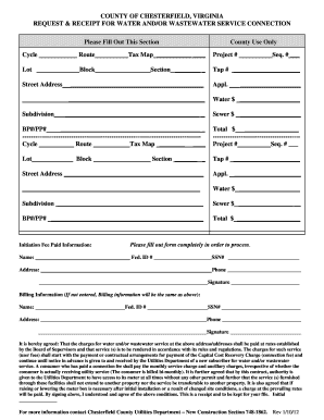 Chesterfield County Water and Wastewater Service Connection Request