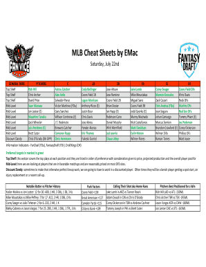 Fillable Online MLB Cheat Sheets by EMac Fax Email Print - pdfFiller