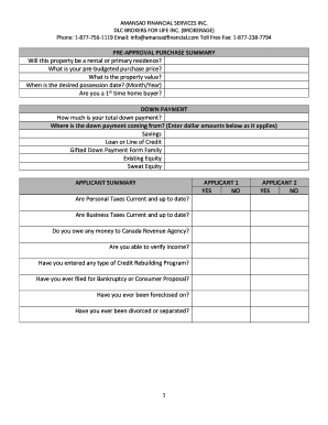 Mortgage Pre-Approval Application