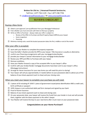 Buyer's Checklist for New Home Purchase