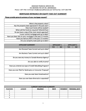 Mortgage Refinance Application Form