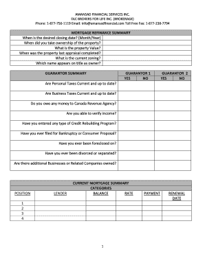Mortgage Refinance Application Form