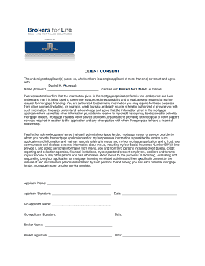 Client Consent for Mortgage Application